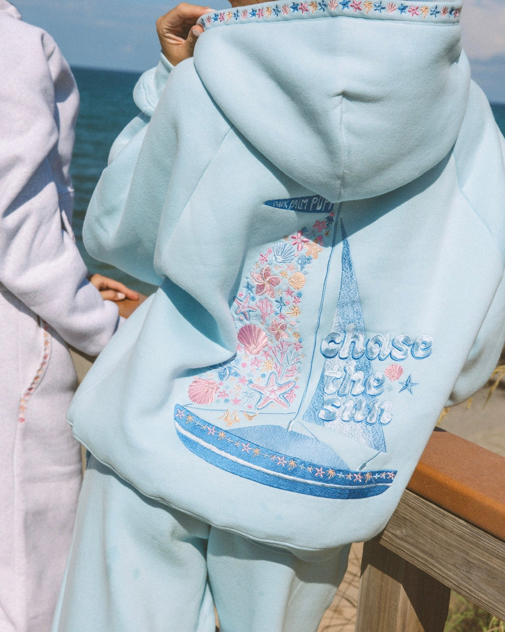 “Chase the Sun” Relaxed Hoodie in Sky Blue
