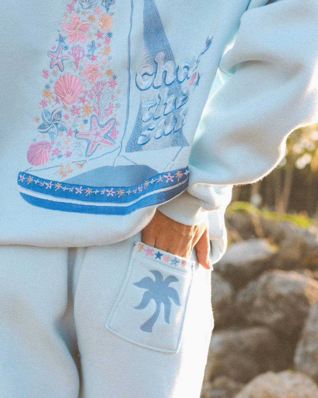 "Chase the Sun" Sweatpants in Sky Blue
