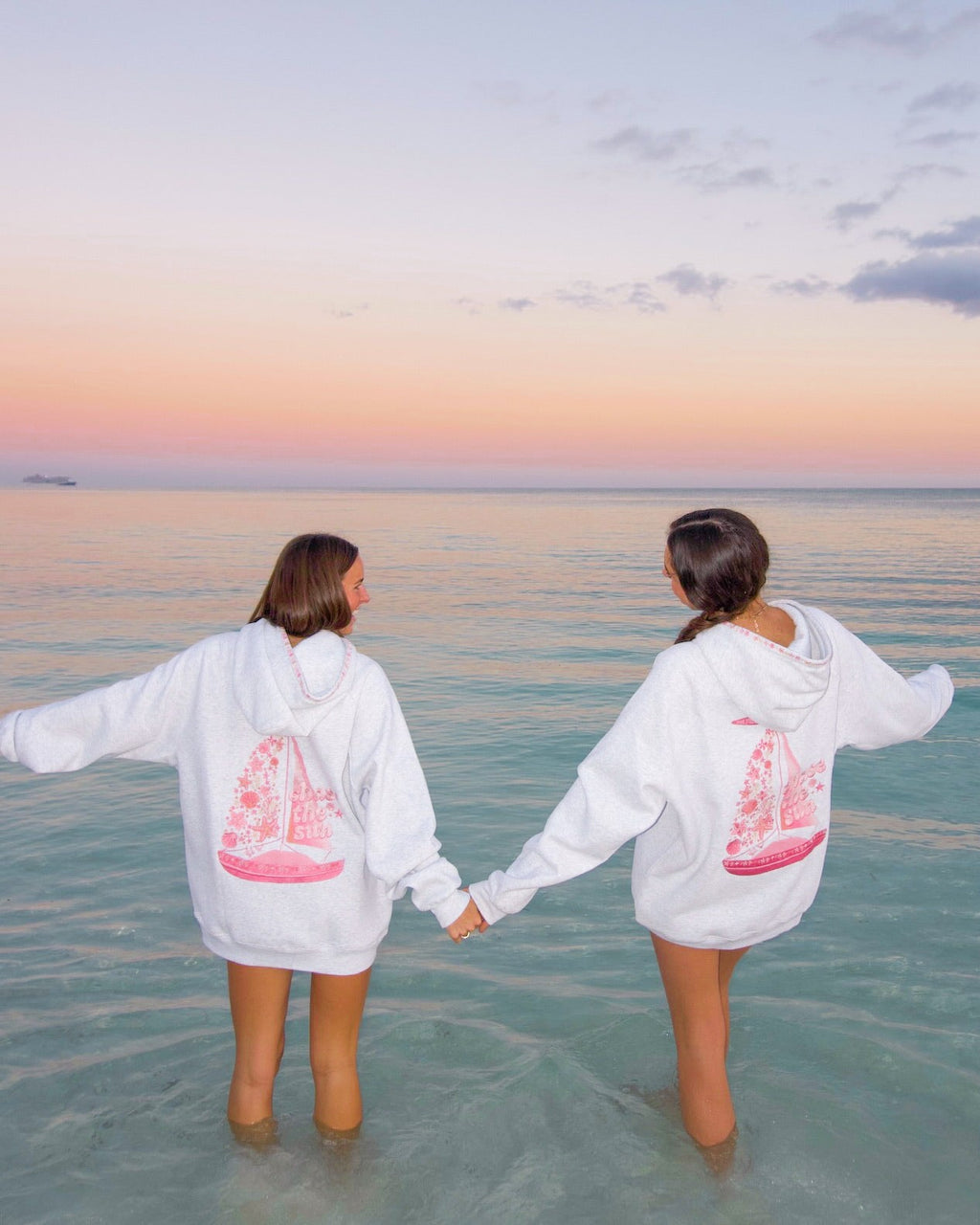 “Chase the Sun” Relaxed Hoodie in Heather Cloud