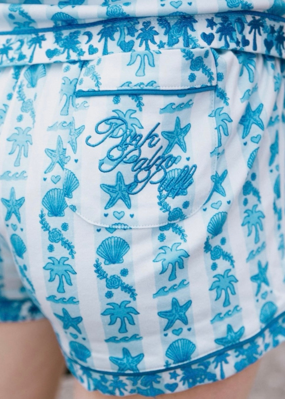 Pink Palm Pajamas in Seabreeze